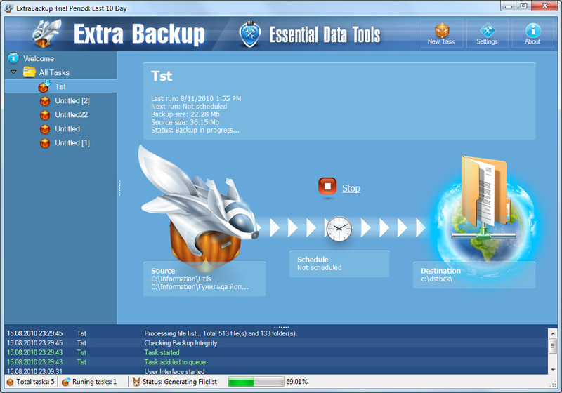 ExtraBackup screen shot