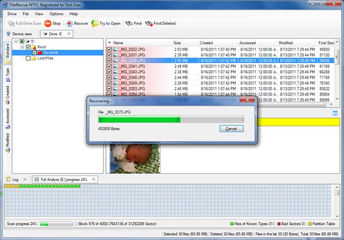 Recover deleted files from NTFS drives.